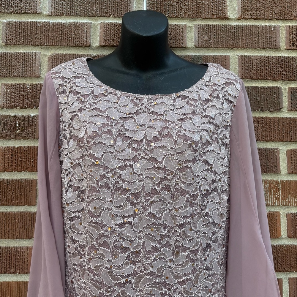 Connected Apparel NWT Womens Sz 14 Lace Overlay Sequined Cocktail Party Dress - Picture 2 of 13